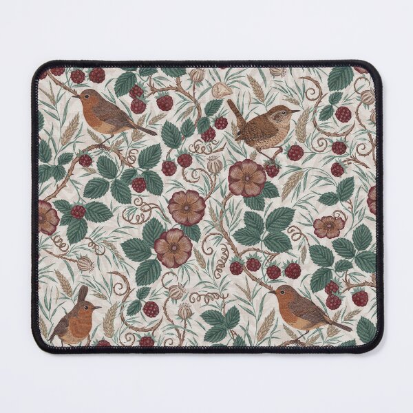 Item preview, William Morris Inspired Blackberry & Songbirds Pattern | Arts and Crafts Botanical Wallpaper | English Cottage Textile Design designed and sold by Tamas Das.