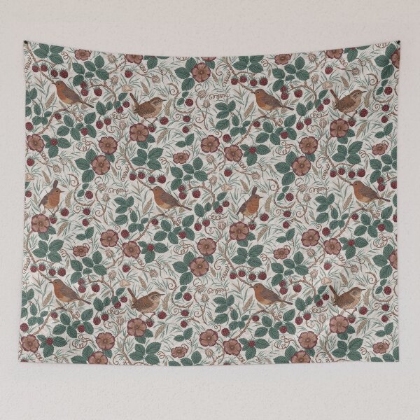 Item preview, William Morris Inspired Blackberry & Songbirds Pattern | Arts and Crafts Botanical Wallpaper | English Cottage Textile Design designed and sold by Tamas Das.