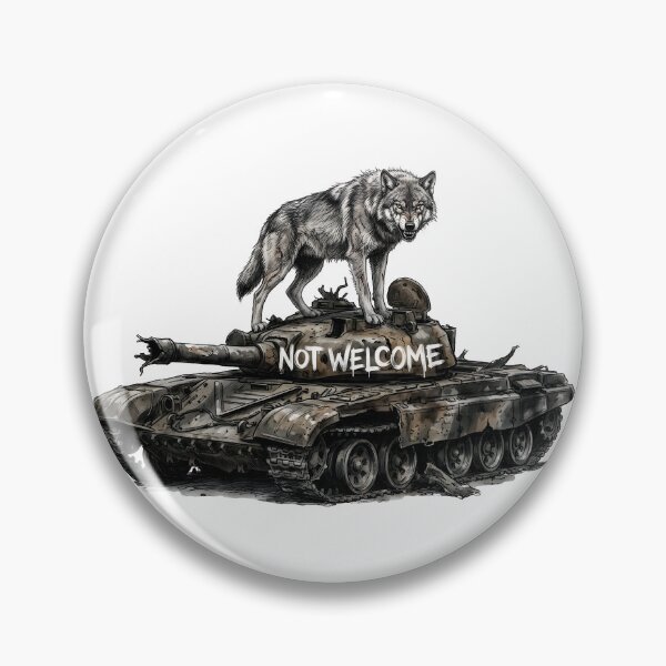 Item preview, Not Welcome - Fierce Defending Wolf on Destroyed Tank Art designed and sold by SoulPT.
