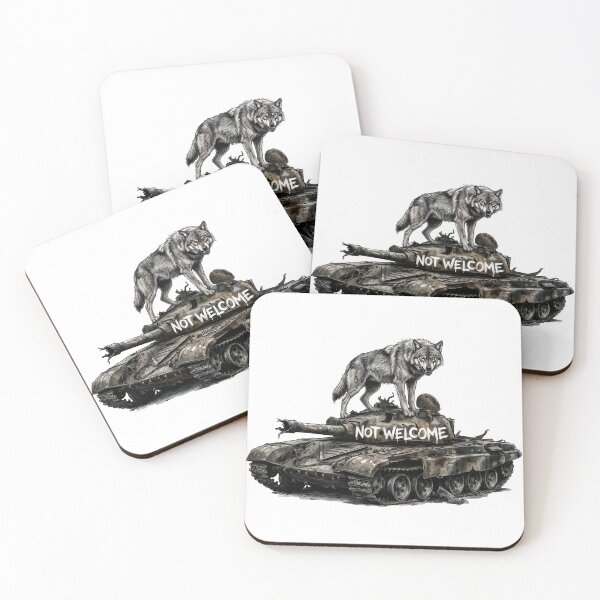 Item preview, Not Welcome - Fierce Defending Wolf on Destroyed Tank Art designed and sold by SoulPT.