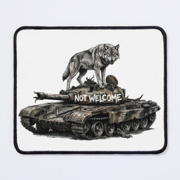 Item preview, Not Welcome - Fierce Defending Wolf on Destroyed Tank Art designed and sold by SoulPT.