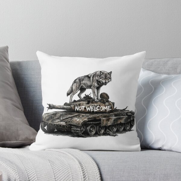 Item preview, Not Welcome - Fierce Defending Wolf on Destroyed Tank Art designed and sold by SoulPT.