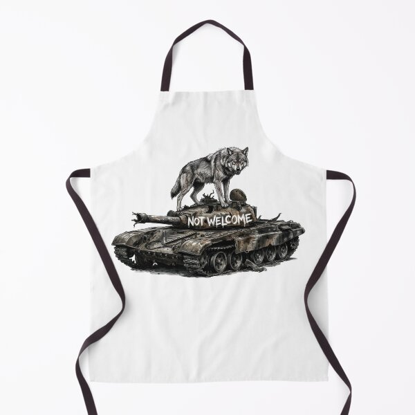 Item preview, Not Welcome - Fierce Defending Wolf on Destroyed Tank Art designed and sold by SoulPT.