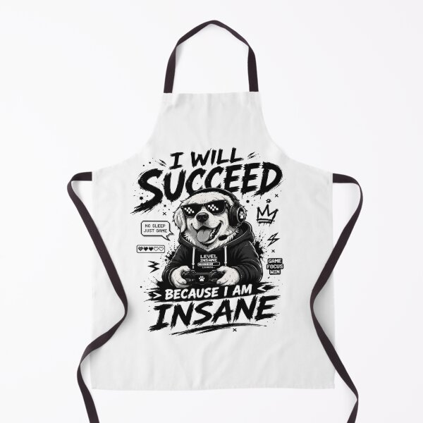 Item preview, I Will Succeed Because I Am Insane Gamer Dog T-Shirt – Funny Crazy Dog Sunglasses Meme Graphic Tee designed and sold by Artimax-Studio.