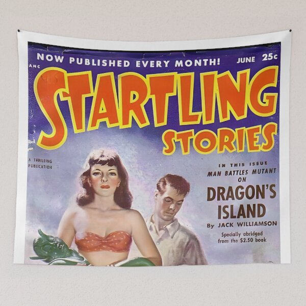 Item preview, Science Fiction Sci-Fi Original Custom Vintage Poster Wall Art Startling Stories Strange Mystery Dark designed and sold by Cool Robot Bro..