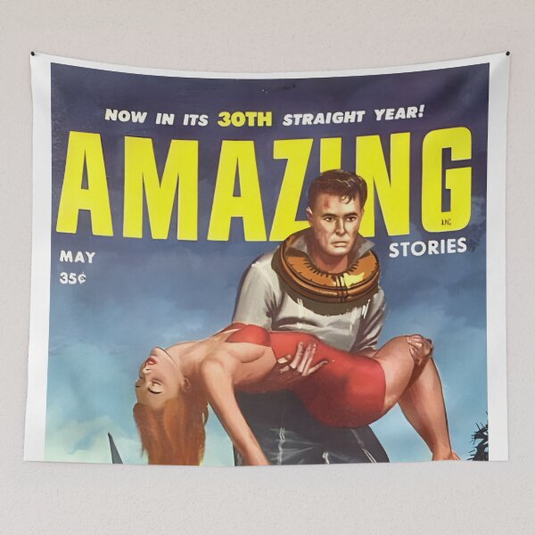Item preview, Science Fiction Sci-Fi Original Custom Vintage Poster Wall Art Startling Stories Strange Mystery Dark designed and sold by Cool Robot Bro..