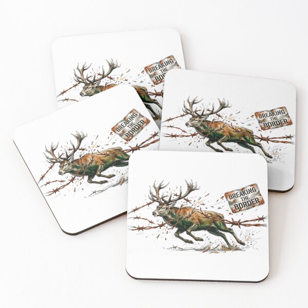 Item preview, Breaking The Border - Resilient Stag Shattering Fences Watercolor Art designed and sold by SoulPT.