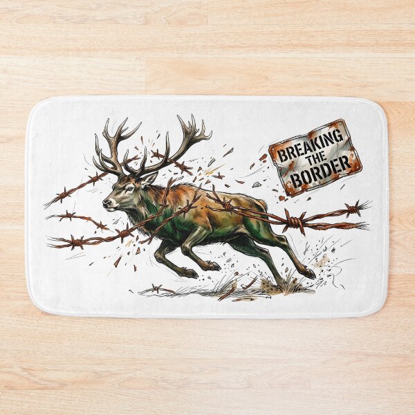 Item preview, Breaking The Border - Resilient Stag Shattering Fences Watercolor Art designed and sold by SoulPT.