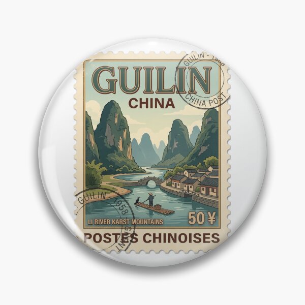 Item preview, Guilin China Li River Mountains Vintage Travel Stamp designed and sold by k3rstman1.