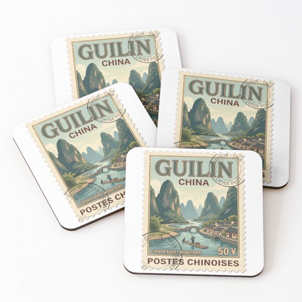 Item preview, Guilin China Li River Mountains Vintage Travel Stamp designed and sold by k3rstman1.