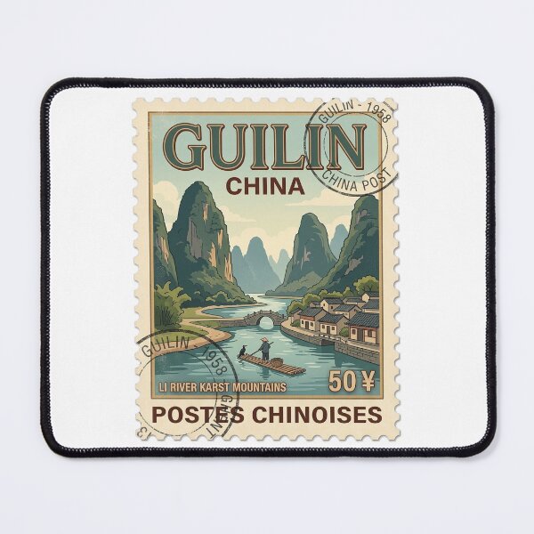 Item preview, Guilin China Li River Mountains Vintage Travel Stamp designed and sold by k3rstman1.
