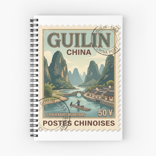 Item preview, Guilin China Li River Mountains Vintage Travel Stamp designed and sold by k3rstman1.