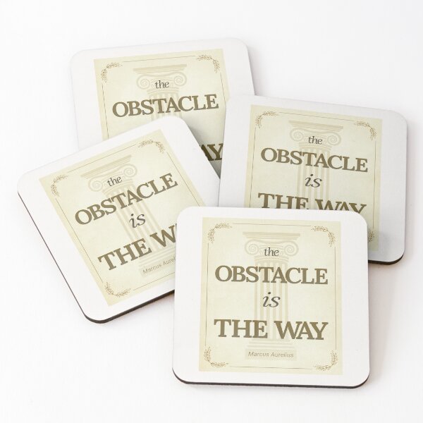 Item preview, The Obstacle Is the Way - Marcus Aurelius - Elegant Script Stoic Quote - Black and Gold Version designed and sold by Stoic Core.