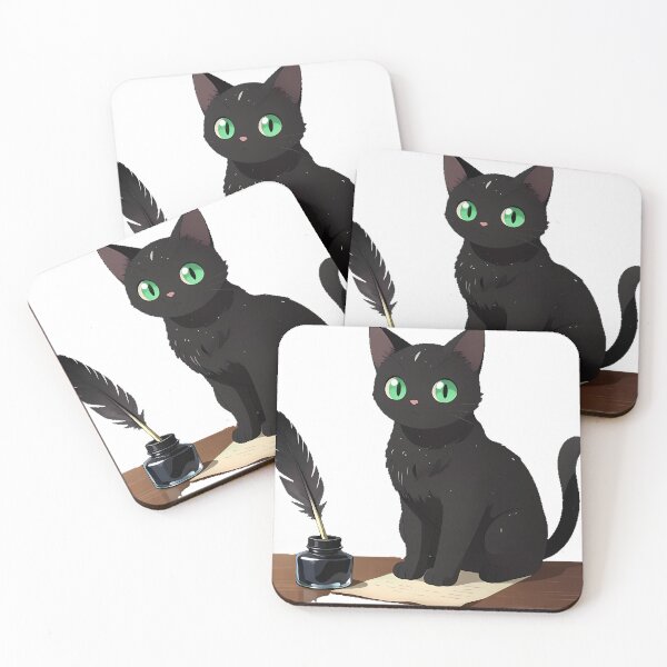 Item preview, Black Cat Ink Bottle Quill designed and sold by IllumeInk.