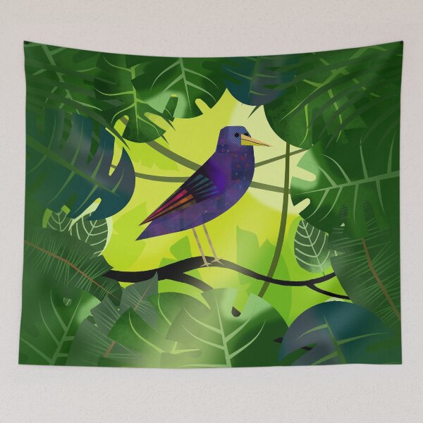 Item preview, Colourful Exotic Bird in Lush Jungle designed and sold by Andrew  Hitchen.