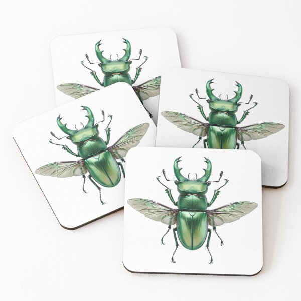 Item preview, Hyper Realistic Metallic Green Stag Beetle Scientific Art designed and sold by UniqYou.