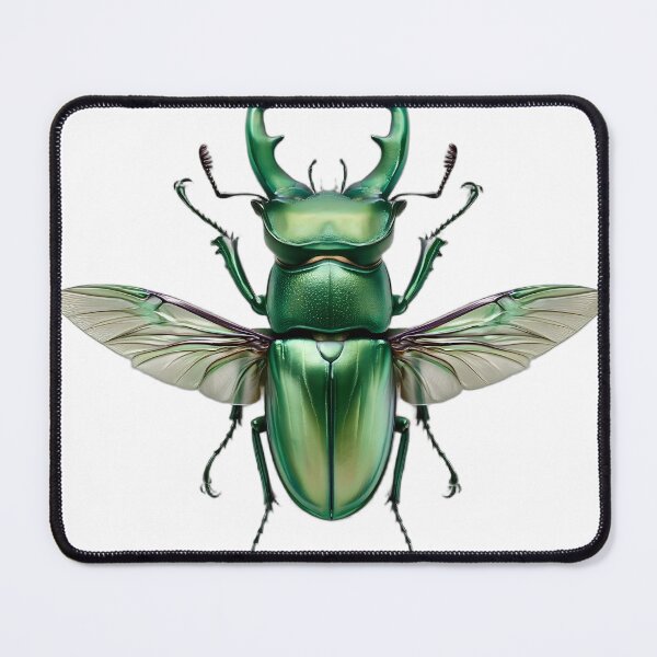 Item preview, Hyper Realistic Metallic Green Stag Beetle Scientific Art designed and sold by UniqYou.