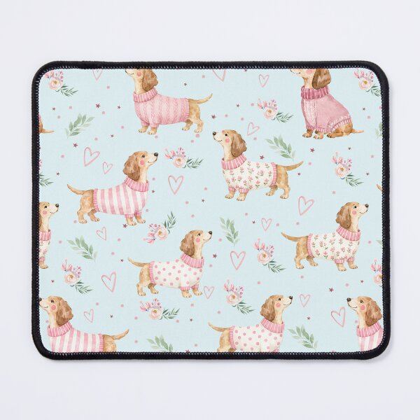 Item preview, Dachshund in Pink Sweater Watercolor | Sausage Dog Lover | Floral Puppy Pattern | Doxie Gift | Cottagecore Dog Design designed and sold by PaperyAndInk.