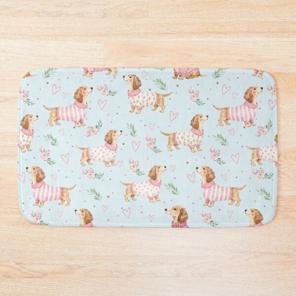 Item preview, Dachshund in Pink Sweater Watercolor | Sausage Dog Lover | Floral Puppy Pattern | Doxie Gift | Cottagecore Dog Design designed and sold by PaperyAndInk.
