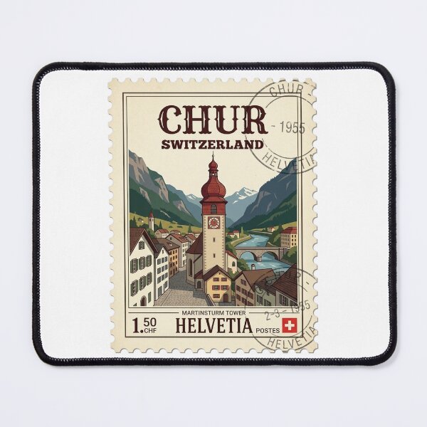 Item preview, Vintage Martinsturm Tower Chur Switzerland Travel Stamp designed and sold by k3rstman1.