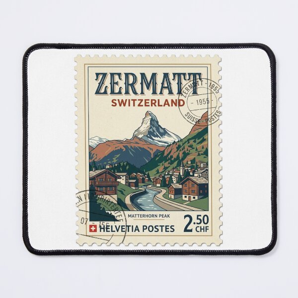 Item preview, Zermatt Switzerland Matterhorn Peak Vintage Travel Stamp designed and sold by k3rstman1.