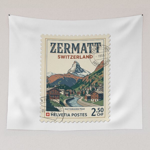 Item preview, Zermatt Switzerland Matterhorn Peak Vintage Travel Stamp designed and sold by k3rstman1.