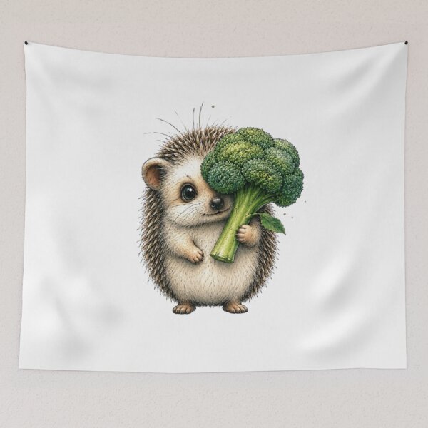 Item preview, Shy Hedgehog With Giant Broccoli designed and sold by Snurly.