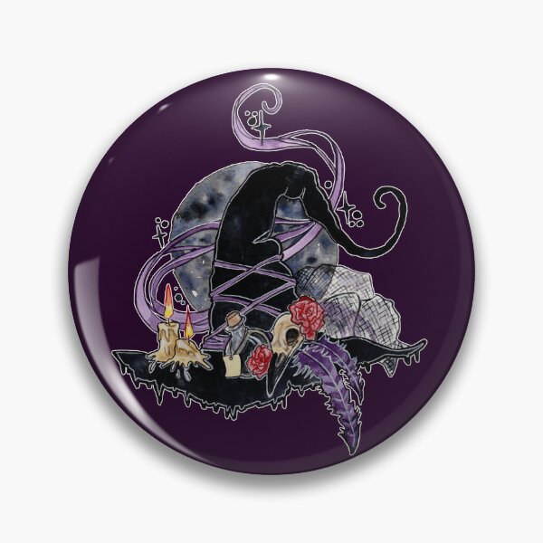 Item preview, Gothic Witch Hat Raven Skull Dark Alchemy Watercolor Art designed and sold by esmavart.