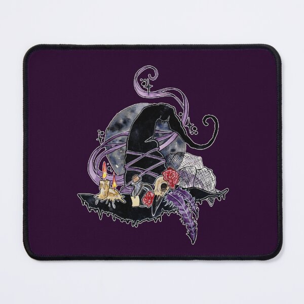 Item preview, Gothic Witch Hat Raven Skull Dark Alchemy Watercolor Art designed and sold by esmavart.