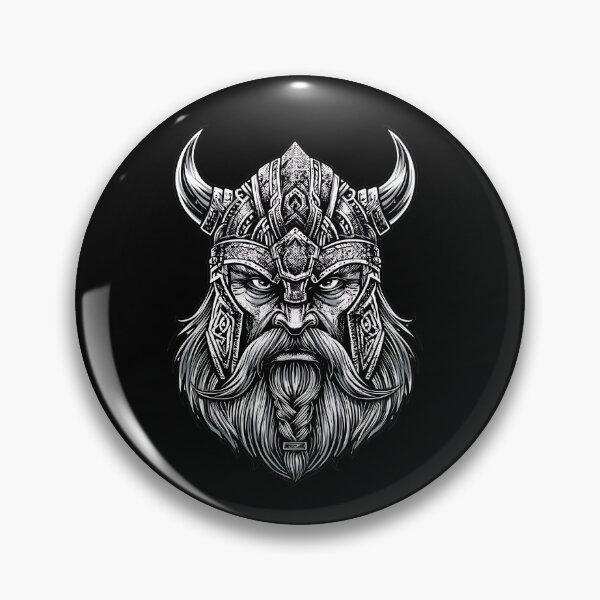 Item preview, Fierce Viking Warrior Head - Norse Mythology Horned Helmet designed and sold by Aganona.