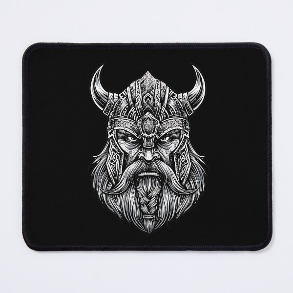 Item preview, Fierce Viking Warrior Head - Norse Mythology Horned Helmet designed and sold by Aganona.