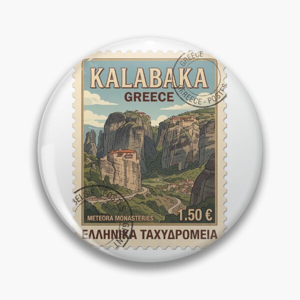 Item preview, Vintage Meteora Monasteries Greece Travel Stamp designed and sold by k3rstman1.