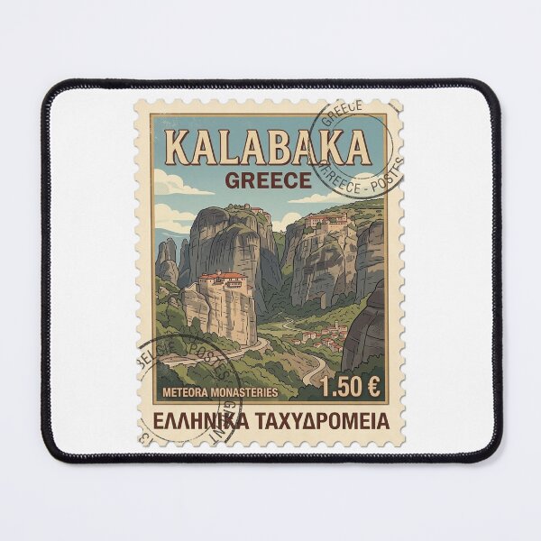 Item preview, Vintage Meteora Monasteries Greece Travel Stamp designed and sold by k3rstman1.