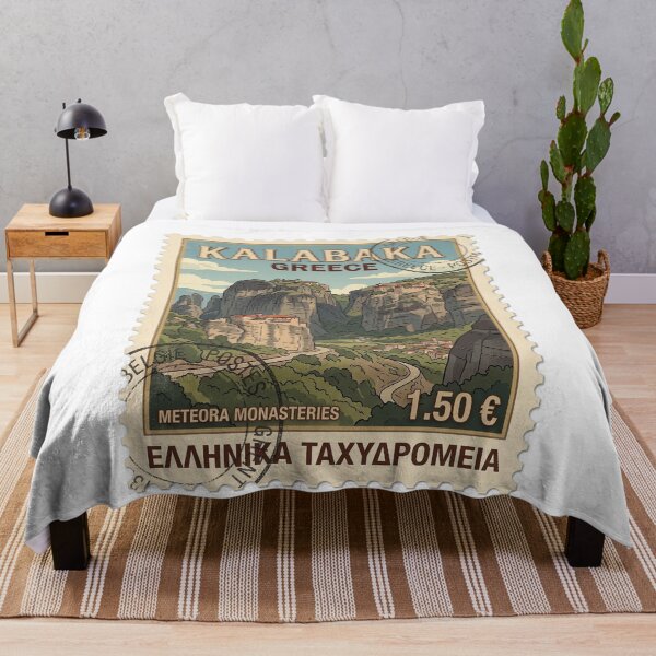 Item preview, Vintage Meteora Monasteries Greece Travel Stamp designed and sold by k3rstman1.