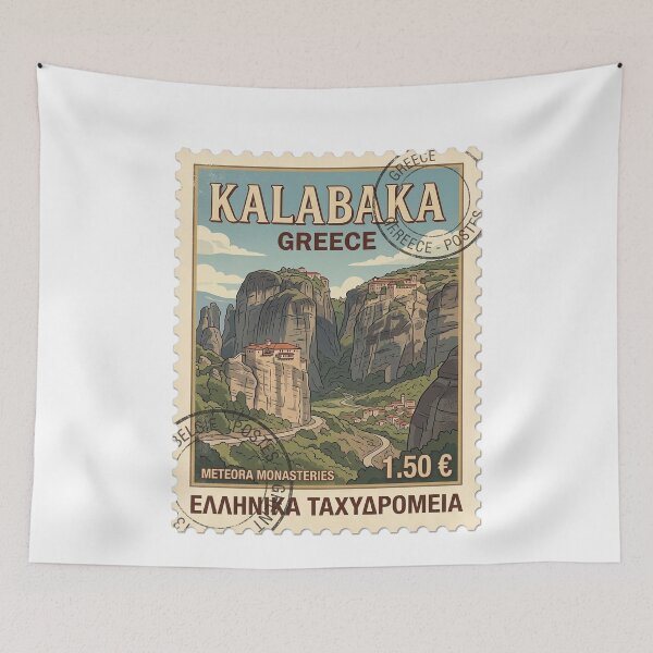 Item preview, Vintage Meteora Monasteries Greece Travel Stamp designed and sold by k3rstman1.