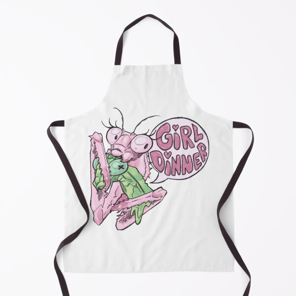 Item preview, Cartoon praying mantis holding food with humorous “Girl Dinner” text designed and sold by Davao-68Apple.
