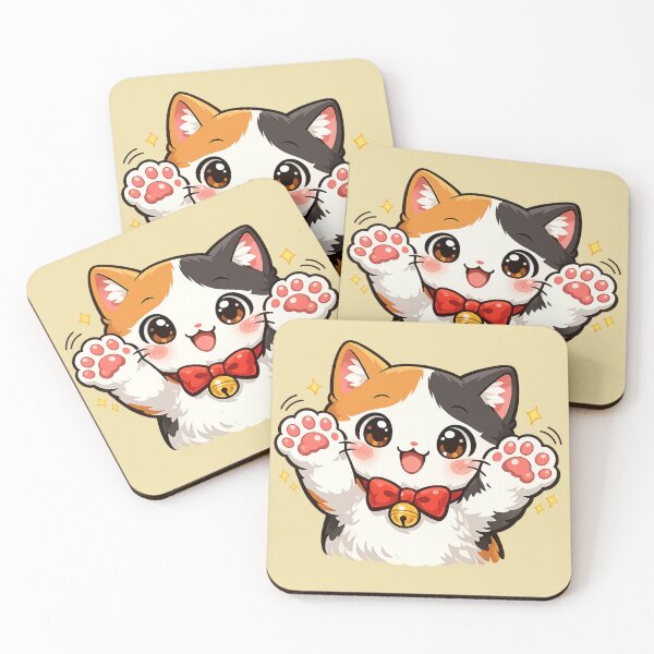 Item preview, Cute Lucky Calico Cat Waving Paw Kawaii Illustration designed and sold by CreativeADB7.