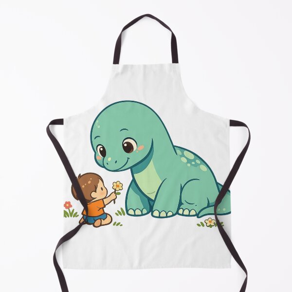 Item preview, Cute Dinosaur and Little Boy Flower Friendship Illustration designed and sold by NakottaFashion.