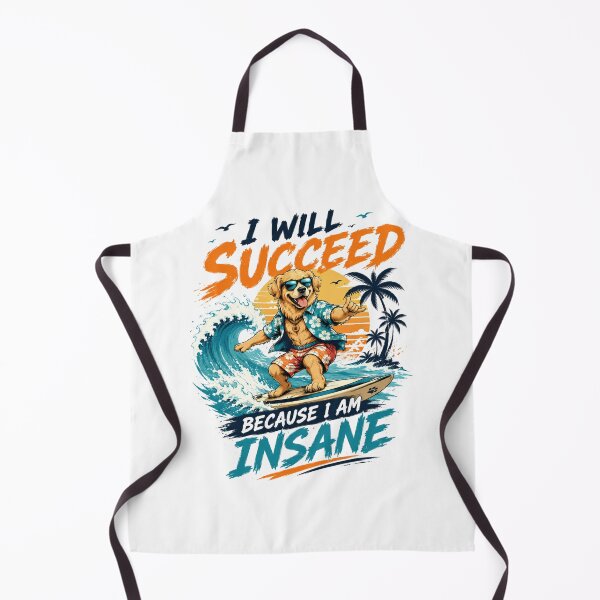 Item preview, I Will Succeed Because I Am Insane Surfing Dog T-Shirt – Funny Summer Beach Vibes Graphic Tee designed and sold by Artimax-Studio.