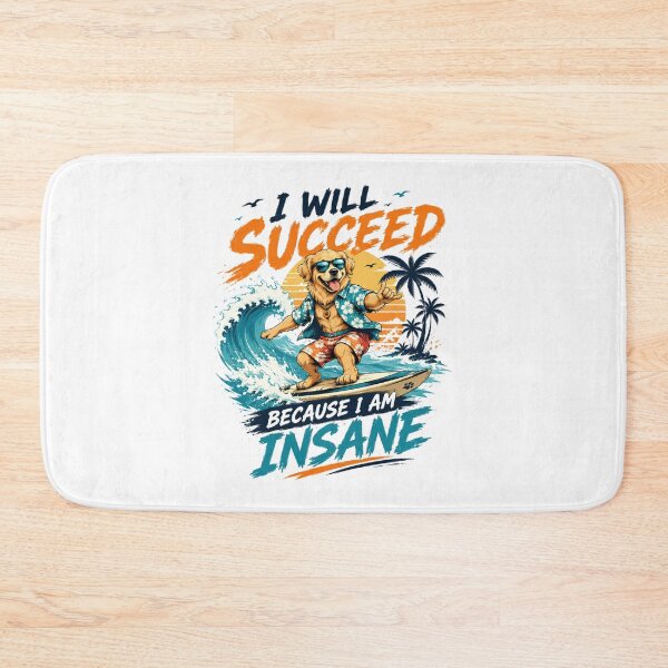 Item preview, I Will Succeed Because I Am Insane Surfing Dog T-Shirt – Funny Summer Beach Vibes Graphic Tee designed and sold by Artimax-Studio.