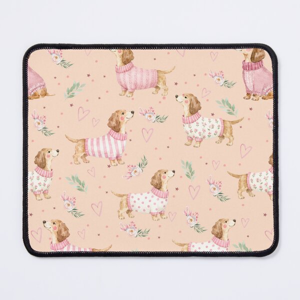 Item preview, Dachshund in Pink Sweater Watercolor | Sausage Dog Lover | Floral Puppy Pattern | Doxie Gift | Cottagecore Dog Design designed and sold by PaperyAndInk.