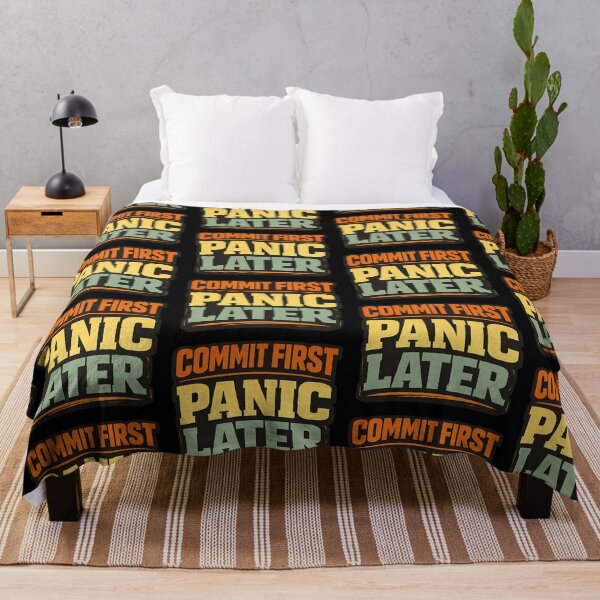 Item preview, Commit First Panic Later Funny Typography Shirt designed and sold by TeeTimeTreasure.