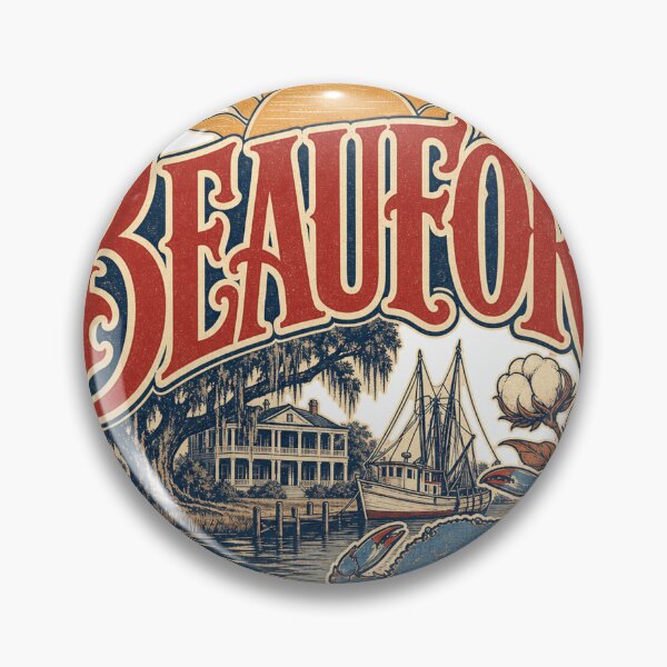 Item preview, Beaufort South Carolina Vintage Hand Lettered Travel Emblem designed and sold by VisualArtsOasis.
