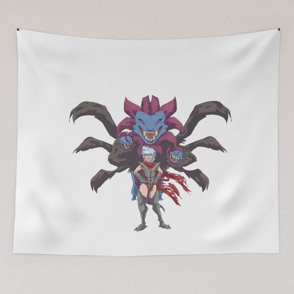 Item preview, White-haired warrior standing before massive multi-headed dark monster designed and sold by Davao-68Apple.