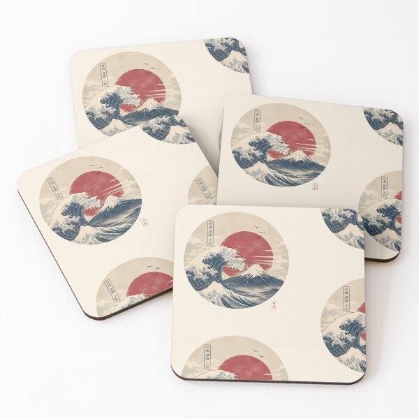 Item preview, Vintage Japanese Wave & Mountain Sunset – Minimalist Ukiyo-e Inspired Art designed and sold by Astravox.