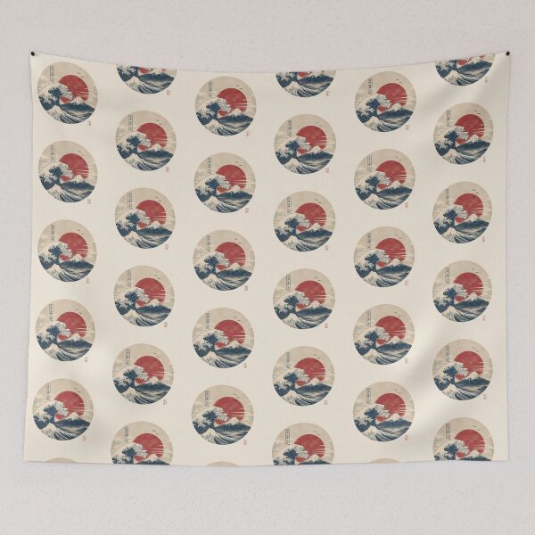 Item preview, Vintage Japanese Wave & Mountain Sunset – Minimalist Ukiyo-e Inspired Art designed and sold by Astravox.