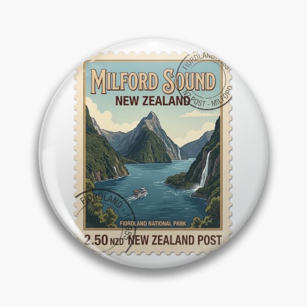 Item preview, Vintage Milford Sound New Zealand Travel Stamp designed and sold by k3rstman1.