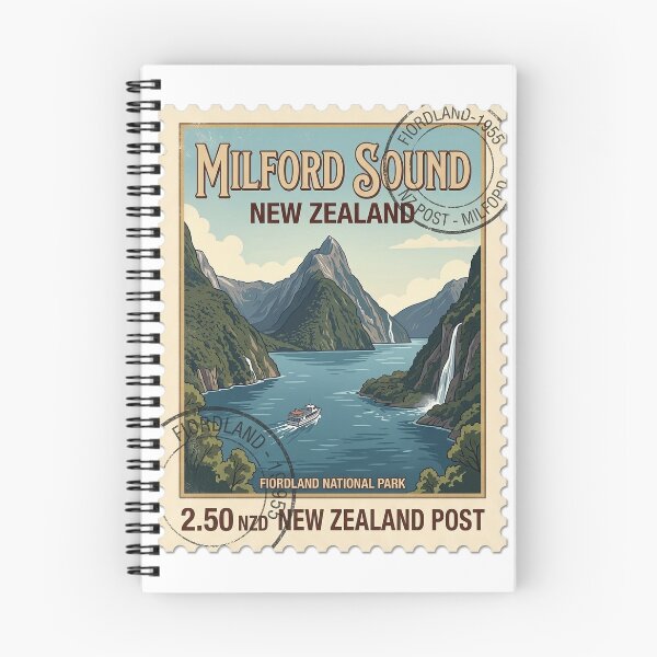 Item preview, Vintage Milford Sound New Zealand Travel Stamp designed and sold by k3rstman1.