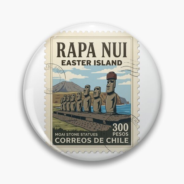 Item preview, Vintage Rapa Nui Easter Island Moai Travel Stamp designed and sold by k3rstman1.