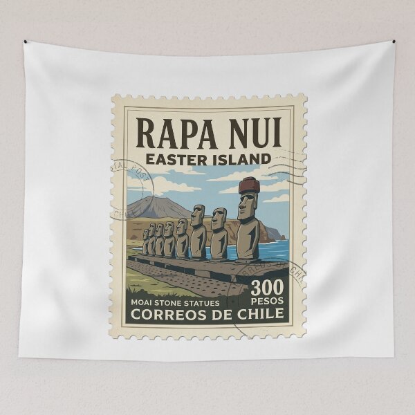 Item preview, Vintage Rapa Nui Easter Island Moai Travel Stamp designed and sold by k3rstman1.